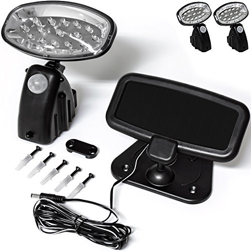 Monzana® Solarlampe für Außen mit Bewegungsmelder 2er Set LED Wetterfest Solar Panel 5m Kabel Wand Leuchte Lampe Strahler