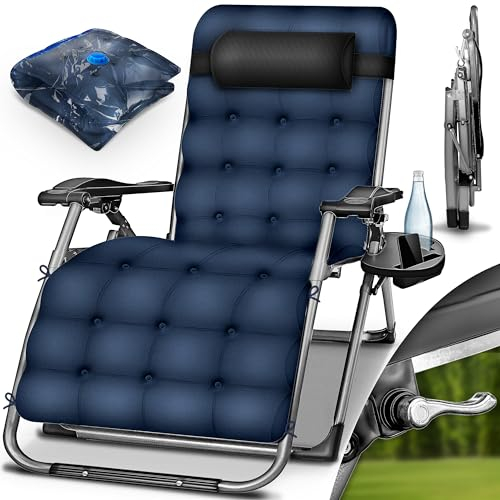 tillvex® Liegestuhl klappbar bis 200kg | Sonnenliege Gartenliege wetterfest Balkon, Garten & Terrasse | Outdoor Liege verstellbar mit dickem Polster | Relaxliege Nackenkissen