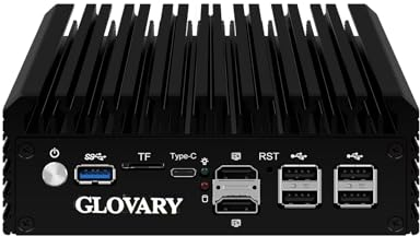 Glovary Micro Firewall Appliance Octa Core i3 N305, 6 x i226V 2.5GbE LAN, Fanless Mini PC Router, DDR5 Barebone, AES-NI, Firewall Hardware, 2HD, TypeC Port, TF Card Slot