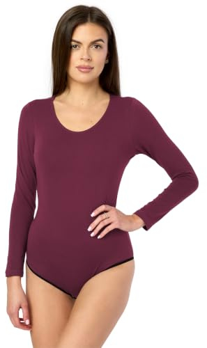 Merry Style Body Damen Langarm Bodysuit aus Baumwolle Bequeme Body Damen Elegant BD900