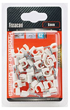 46 PCS Da 4mm Di Fermacavo con Chiodo, Graffette Clip per Cavi, Fermacavi Muro Rotondo, Tante Altre Misure Disponibili