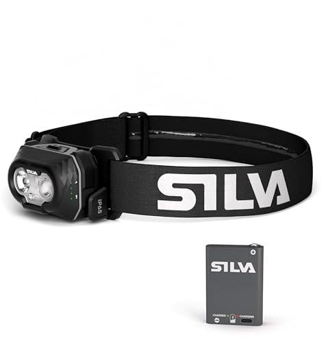 Silva Stirnlampe LED Wiederaufladbar USB C - Discover Hybrid - 500 Lumen Stirnlampe Rotlicht - 3 Helligkeitsstufen - Weiß, Orange & Rot LED Stirnlampe - Kopflampe Stirnlampe Aufladbar