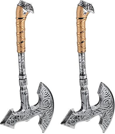 DEARMAMY 2pcs Halloween Ax Props Fish Bone Ax for Cosplay Decorations for Haunted House Parties and Festive Occasions