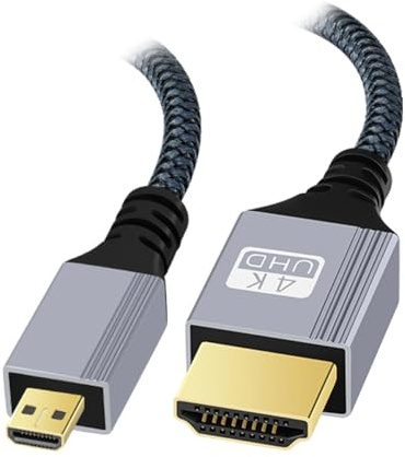 cablecc 4K 60Hz HDMI 2.0 maschio a micro HDMI tipo D maschio, cavo con manicotto, connettore dritto per HDTV, computer, monitor laptop, 100 cm