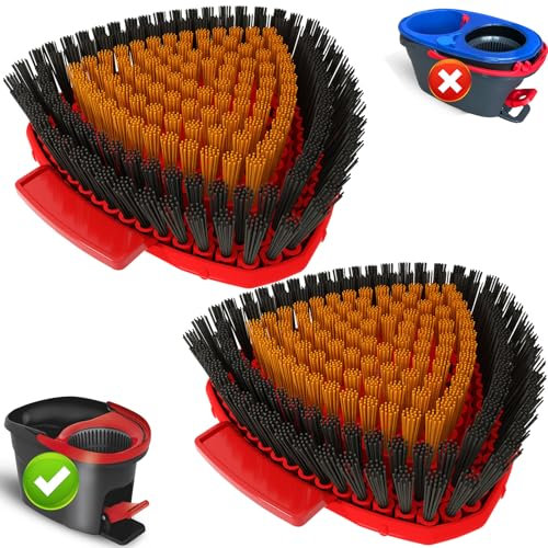 2 Stück Bublador Spin Wischmop Scheuerbürste Ersatz Kopf Kompatibel mit vileda Turbo wischmopp und Boden Bürsten Mop, Dreieck harte Borsten Reinigungsbürste für Badezimmer Küche Pool,Garage,Terrasse