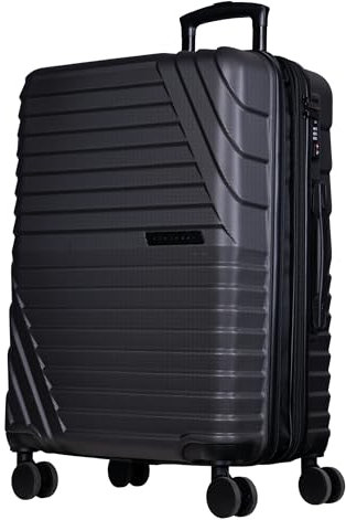 COCOONO Hartschalenkoffer Mittelgroß – 60L - 67L Volumen – 8 Rollen 360° drehbar – Leichter ABS Koffer mit TSA Schloss & Teleskopgestänge – Reisekoffer, Handgepäckskoffer, Koffer Mittel (anthrazit, L)