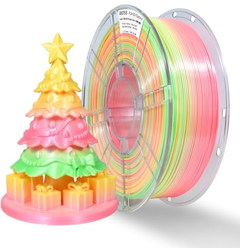 iBOSS Multicolor PLA+ Filament 1,75 mm, seidener Farbverlauf 3D-Druckerfilament, schneller Regenbogen-Farbwechsel, passend für die meisten 3D-Drucker, ±0,02 mm, 1 kg/2,2 Pfund,Pfirsich-Regenbogen