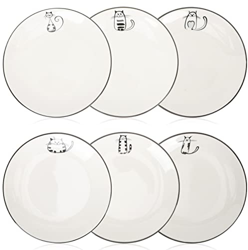 Hohopeti Assiette de Service en Céramique Lot de 6, Style Nordique | Surface Lisse et Brillante, Facile à Nettoyer, pour Restaurants et Mariages, Forme Simple et Délicate Style Aléatoire