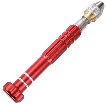 Tekrill Präzision Handbohrer Pin Vise Werkzeuge für Gießharz Bohren, Modellbau, Bastelarbeiten, Resin Schmuckherstellung TS/SDZKQ-02 (rot)