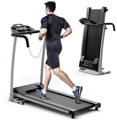 COSTWAY Foldable Treadmill, 2HP Easy Assembly Walking Running Machine | 12 Preset Programs, LCD Monitor, Pulse Sensor and 2 Wheels, Compact Motorized Treadmill for Home Gym