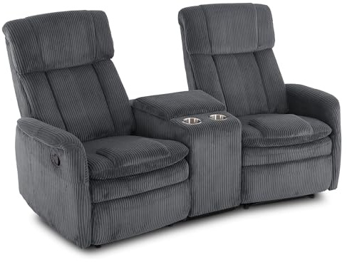 Raburg Maxx Fernsehsessel, 2 Personen, Mikrofaser, Liegefunktion, Graphit | manuelle Relaxfunktion, Taschenfederkern, Easy-Lift, Belastbarkeit ca. 150 kg, für 2 Personen, für Wohnbereich