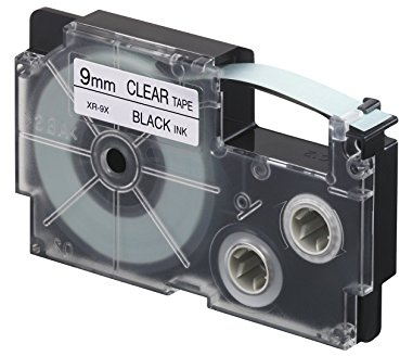 Casio EZ-Label Printer XR-9X1 Schriftband selbsthaftend 9 mm x 8,0 m schwarz auf transparent