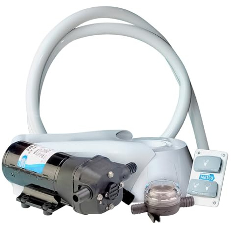 Jabsco 37255-0092 Manual to Electric Marine Toilet Conversion Kit with Intake Pump, Quiet Flush, 12 Volt, 25 Amp
