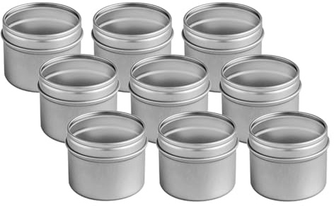 Rimoco 9er Pack kleine Gewürzdosen mit großem Sichtfenster | Ideal für Gewürzschubladen | Höhe: ca. 50 mm, Ø ca. 63 mm | Dosen Material: Weißblech | BPA-frei und lebensmittelecht