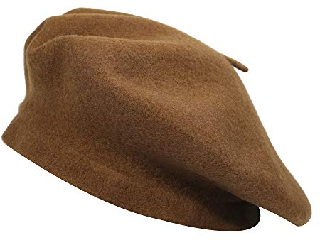 ZLYC Baskenmütze aus Wolle, einfarbig, für Damen und Mädchen, Braun, Einheitsgröße