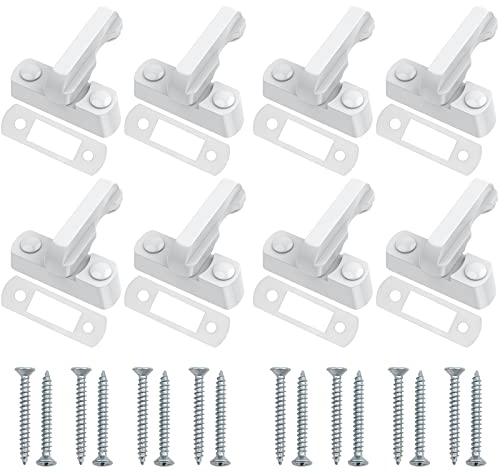 Neoteck 8 Piezas Seguridad para Ventana Cerradura de Puerta Blanco Zinc Fuerte Funde Aleación Extra Lock Seguro para Varios UPVC/PVC de Puerta y Ventana y Seguridad Doméstica