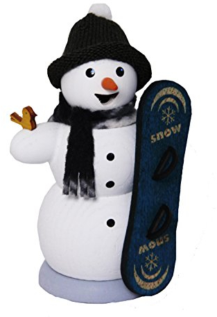 Kuhnert Rauchmann/Räucherfigur aus Holz - Schneemann mit Snowboard - ca. 13 cm - Made in Germany
