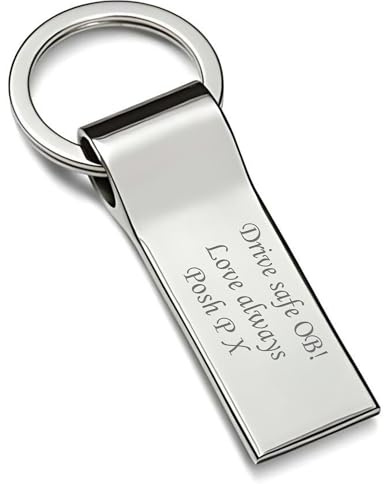 EIO Gifts Personalised Chrome Slim Keyring – Custom Engraved Metal Key Holder for Men & Women – Ideal for Dad, Boyfriend, Birthday, Valentine’s Day – Wallet Holder, Car, Home, Bag, Accessories