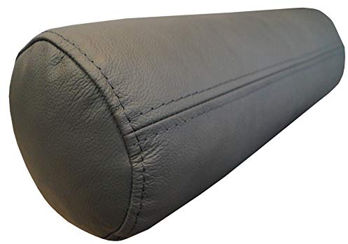 Quattro Meble Dunkelgrau Echt Leder Nackenrolle Nackenkissen Lederkissen Sofa Dekokissen Rindsleder Kissen Kopfstützen Kopfkissen Durchmesser 15cm (60 x 15 cm)