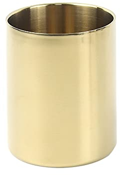 NatSumeBasics Gold Pencil Holder Cup Pen Pot Cosmetic Brushes Holder 3mm Dual-layer Super Thick Golden Makeup Brush Holders Flower Vase for Office Home Desk Accessories Organizer (Gold)