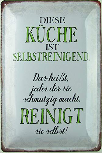 Generisch Blechschild 20 x 30 cm gebogen This Kitchen Is Self Cleaning Spruch Humor Deko Geschenkschild