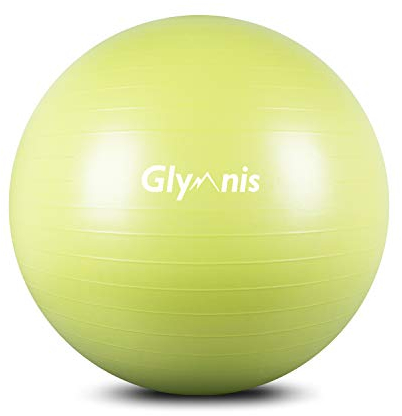 Glymnis Fitnessball, Gymnastikball, 55 cm/65 cm/75 cm, Maximale Belastung: 300 kg, rutschfest, mit Pumpe für Pilates, Yoga und Fitness, Limettengrün 65 cm