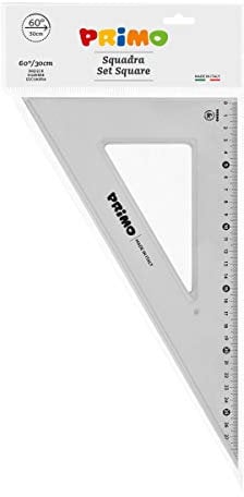 Morocolor PRIMO, Squadra 60° 30 cm, Color grigio fumé, Antiriflesso, Stabile e resistente, Lettura facilitata, Alta precisione, Ideale per il disegno tecnico