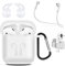 MMOBIEL Silikon Schutzhülle Case kompatibel mit AirPods 1/2 Cover Stoßfest Staubdicht 6in1 Set mit Karabiner Band (Weiß)