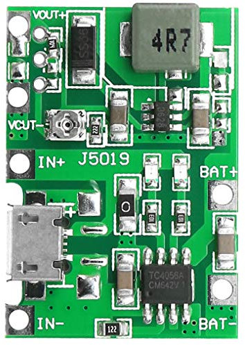 Ruiwaer 3.7V 4.2V to 9V 5V 2A Charge Discharge Integrated Step Up Module Adjustable 18650 Lithium Battery Charging Discharge Integrated Module