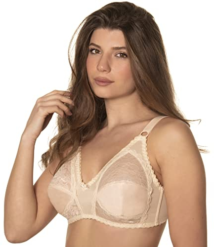 Istintiva Carmen – Reggiseno Senza Ferretto con Pizzo ad Elevato Sostegno | Coppe morbide Leggermente Imbottite | Spalline Regolabili | Beige, Taglia 3C