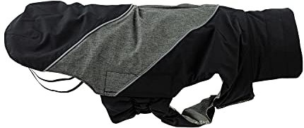 JEGGO Thermal Lining, Winter-Hundemantel, mit wärmeisolierendem Thermofutter, Wasser- und Winddicht, optimale Passform, mit beidseitig zu öffnendem Reißverschluss (grau-schwarz, 65 cm)
