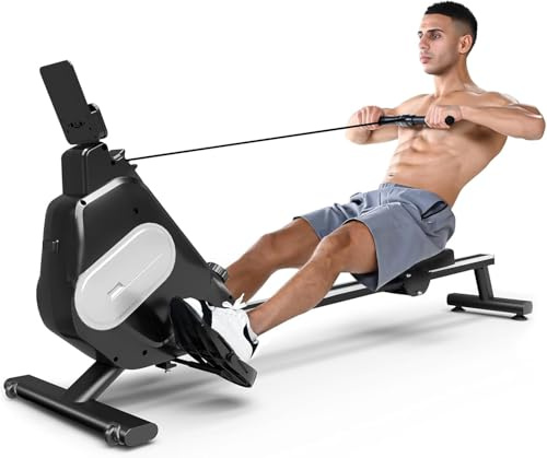 Jupgod Magnetisches Rudergerät, 16 Stufen, verstellbar, mit Telefonhalterung, für Zuhause, Fitnessstudio, Büro (Schwarz)