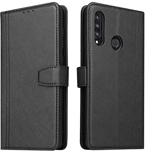 ZRANTU Handyhülle für Huawei P30 Lite, Leder Klapphülle Handytasche Flip Case Brieftasche mit Kartenfach/Magnetverschluss Lederhülle mit RFID Schutz für Huawei P30 Lite, Schwarz