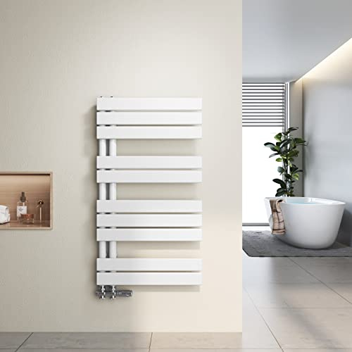 Heilmetz Badheizkörper Flach Design Heizkörper Handtuchtrockner für Badezimmer Handtuchheizkörper mit Seitenanschluss 500x899mm Handtuchwärmer Weiß 441W