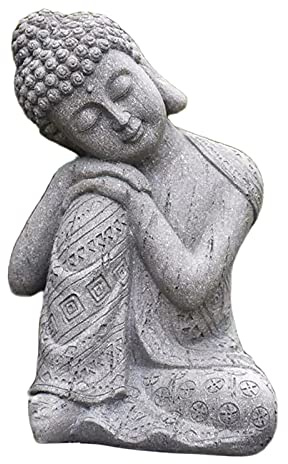 Easnea Thai-Buddha-Statue, Schlafender Buddha, Ornament, Figur, Garten, Skulptur, Innen- und Außenbereich, Dekoration für Zuhause, Terrasse, Veranda, Hof, Kunst-Dekoration, Light Grey, Harz, 1 Stück