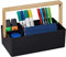 Relaxdays Organizer mit Griff, 4 Fächer, tragbar, Aufbewahrung, Bambus Henkel, Sortierbox, HBT 8,5 x 26 x 16 cm, schwarz