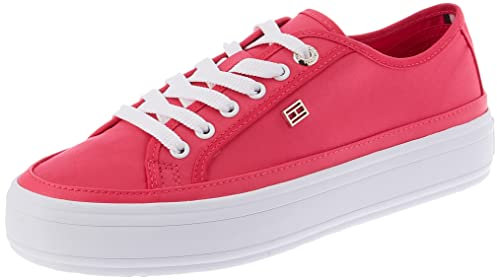 Tommy Hilfiger Sneakers Vulcanizzate Donna Essential Canvas Scarpe, Rosa (Bright Cerise Pink), 36 EU