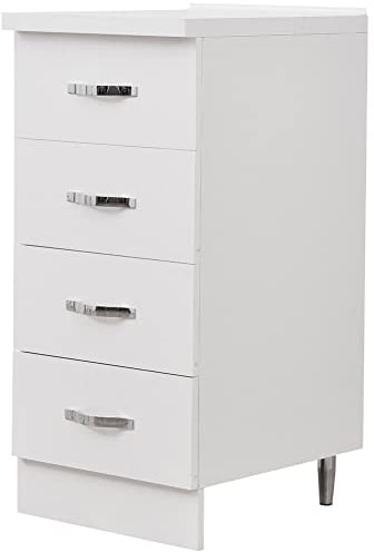 Shally Dogan móvil Base c Cajonera para Cocina, Mueble con 4 cajones Minimal de Madera, Color Blanco, M