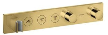 hansgrohe AXOR ShowerSolutions Thermostatmodul Select 530/90, Unterputz, 3 Verbraucher, Fertigset, Farbe: Polished Gold Optic