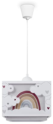 Paco Home Hängelampe Kinderzimmer Deckenlampe Pendelleuchte Lampenschirm Stoff E27 Regenbogen Im Dunkeln Leuchtend