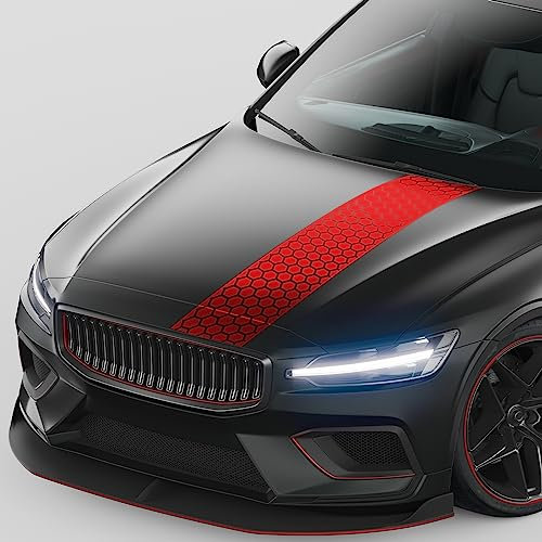 Finest Folia Rennstreifen Auto Aufkleber 120x25cm für Motorhaube Motorrad Bus Sticker Kfz Zubehör Tuning Dekor Design Folie Racing Streifen Dach KX079 (03 Karminrot)