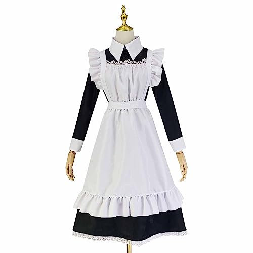 Victorian Costume Women Dress Plus Size Maid Outfits Long Sleeve Maxi Dress Apron Fancy Medieval Vintage Gothic Dresses Elegant Party Swing Ladies Cosplay Outfits White L
