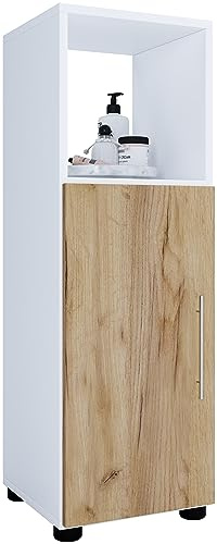VCM Badmöbel Midischrank 31x30x93 cm 1 Tür 3 Fächer Holzwerkstoff Bad | Aufbewahrung für Handtücher und Pflegeprodukte - platzsparend auch in schmalen Nischen - für die tägliche Badroutine