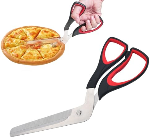 MisFun Ciseaux à Pizza, Coupe Pizza Ciseaux de Cuisine Multifonctionnels, Roulette Pizza avec Lame Tranchante en Acier Inoxydable de Qualité Alimentaire, Passe au Lave Vaisselle, Pizza Cutter 27CM
