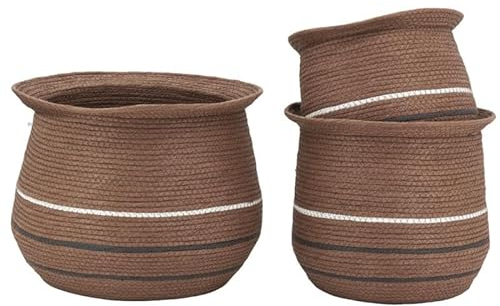 Cache-Pots en jonc Marron (Lot de 3)