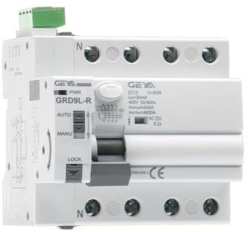 GEYA Disjoncteur à réenclenchement automatique 6KA ELCB Disjoncteur à réenclenchement RCCB à réenclenchement automatique RCD Type AC (Réenclencheur AC220V+RCCB 4P-63A-30mA)