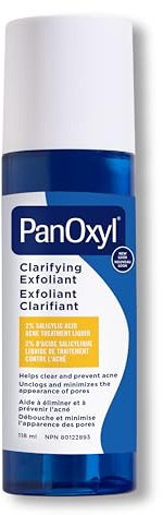 PanOxyl Clarifying Exfoliant, with 2% Salicylic Acid, Leave-On Treatment, Helps Clear and Prevent Acne Pimples, Penetrates Pores for Clearer Skin, pH-balanced, Alcohol-Free Formula, 118ml