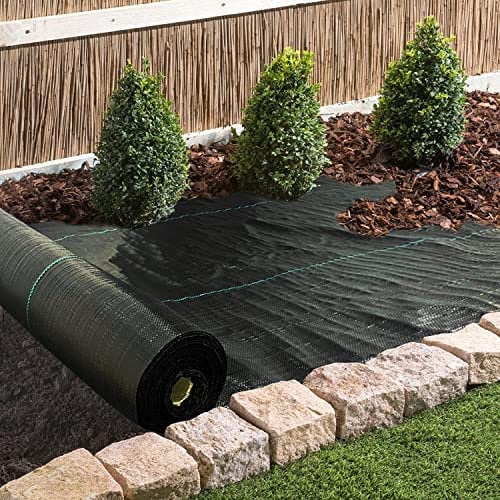 Unkrautbarriere, Landschaftsgewebe, strapazierfähig, Unkrautblock, Gartenarbeit, Bodenabdeckung, Unkrautschutz, Gartentuch, gewebtes Geotextilgewebe für Unterlage, kommerzielle Auffahrt, 68 g - 1,8 m