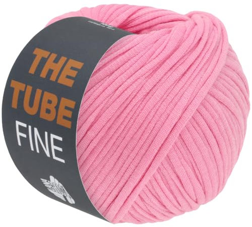 LANA GROSSA The Tube Fine | Dünnes, gefülltes Baumwollschlauchbändchen - ideal für Dekoartikel & Taschen | Handstrickgarn aus Baumwolle & Polyamid | 100g Wolle zum Stricken & Häkeln | 140m Garn FB123
