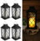 Lumiled 4x Set Solarlaterne Außen Solar Laternen Draußen LED Glas Laterne Solarleuchte Kerze Flammeneffekte Kerzenlaterne IP44 Vintage schwarz Hängend Dekorative Außenleuchte Gartenlampe